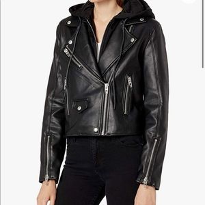 Blank NYC Moto Jacket with Hood and Gold Hardware